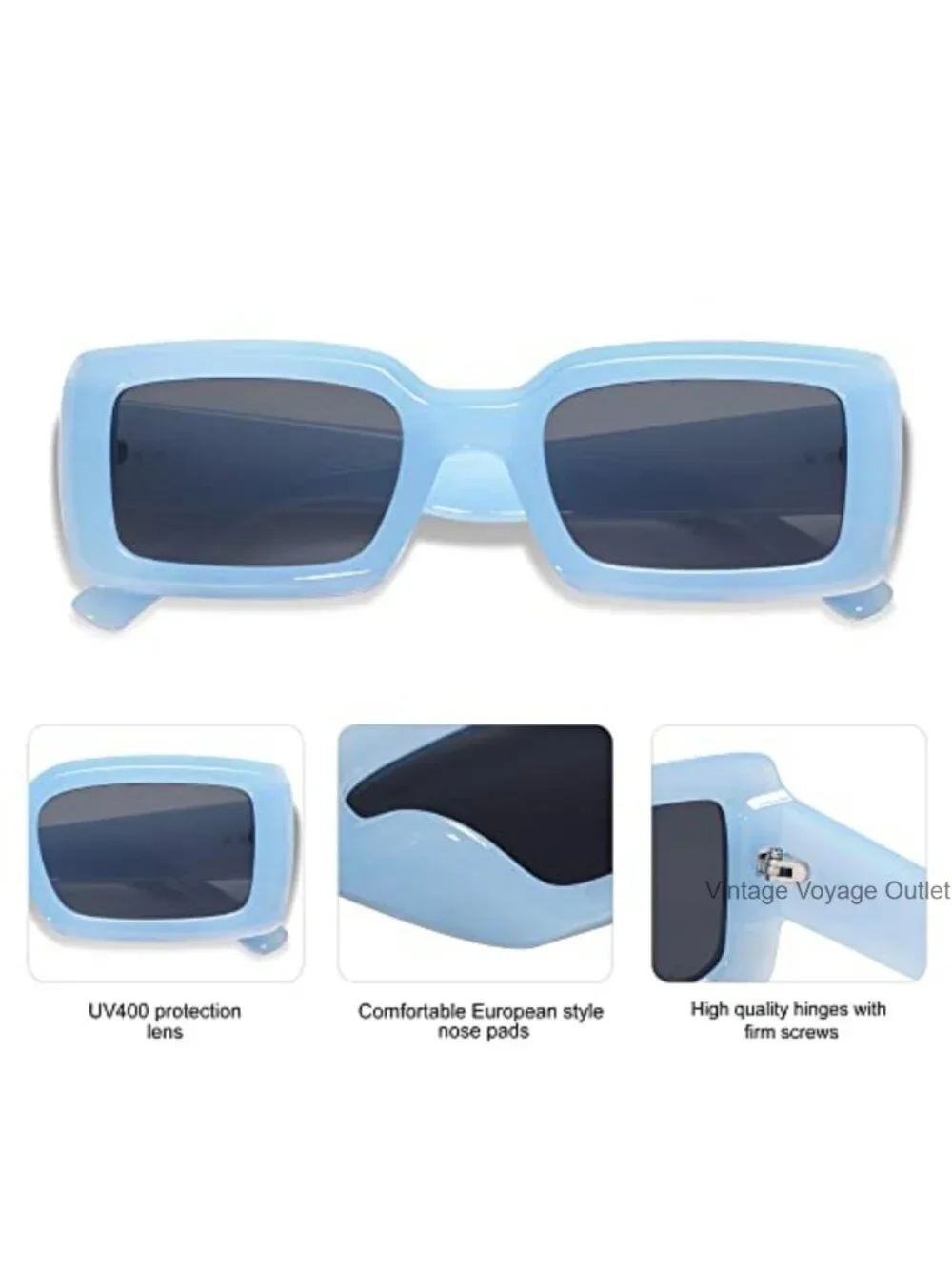 Rectangle Sunglasses UV400 Protection for Women Men Chunky Frame